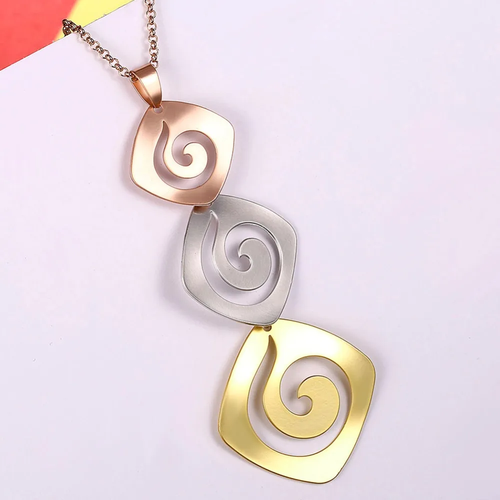 Fashion Gold Color Pendant Necklace Square Music character Classic Women Statement Jewelry Girl Party Accessories | Украшения и