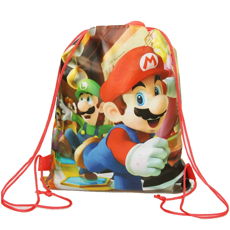1 шт. мультфильм super mario bros тематическая вечеринка на день рождения подарки нетканый шнурок goodie сумки для детей для плавания школьные рюкзаки