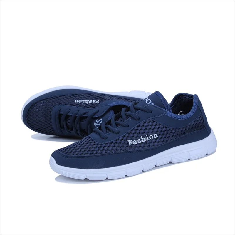 New Solid Color Men Summer Casual Shoes Breathable Light Male Mesh Sneakers Black Blue Grey | Обувь