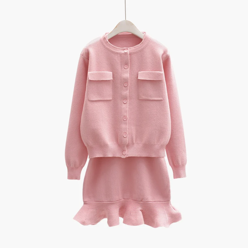 Осенний комплект Женский вязаный из двух предметов 2017 осенний костюм рыбий хвост