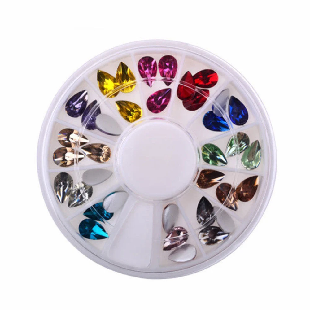 Mixed Color 3D Nail Art Acrylic Tips Wheel Waterdrop DIY Glitter Manicure Decor | Красота и здоровье