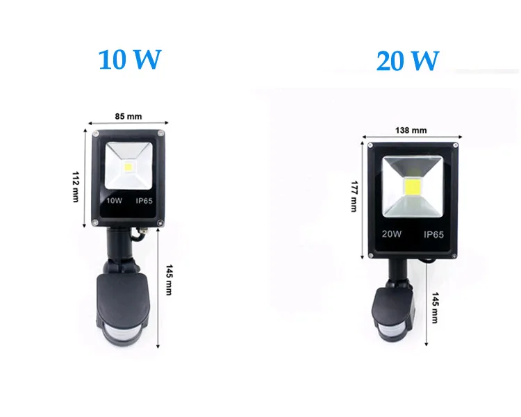 AC110V 220 ультратонкий 10 Вт 20 Вт 30 Вт 50 Вт Светодиодный прожектор с PIR датчиком движения детектор водонепроницаемый прожектор наружные IP65 лампы