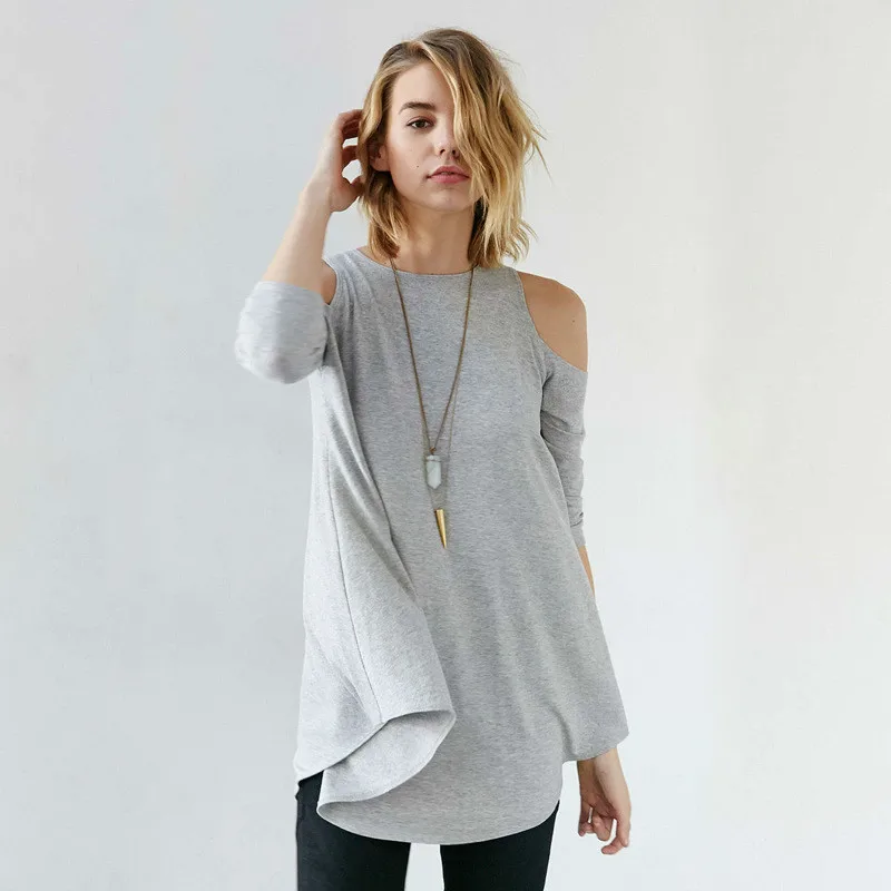 Модная футболка Для женщин 2018 Сексуальная с плеча Повседневное Топы