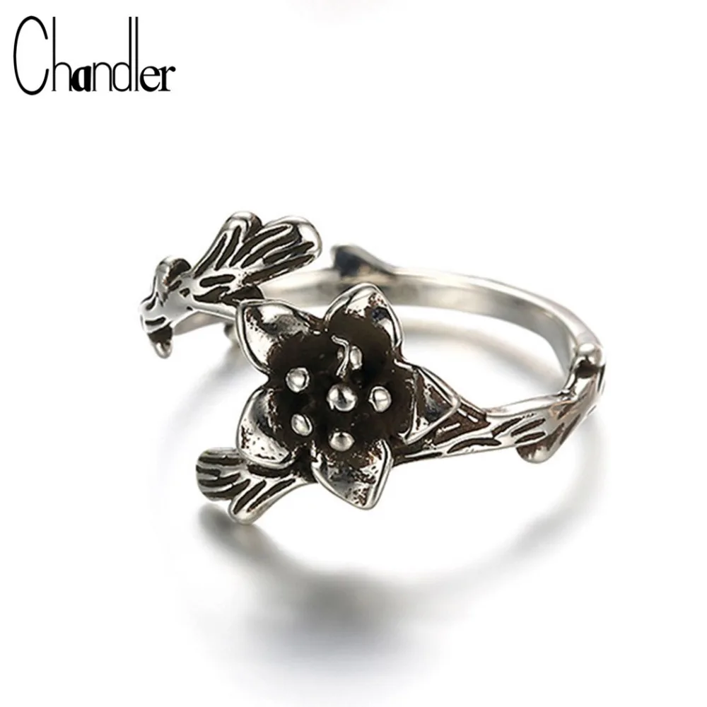 Кольцо женское и мужское антикварное с длинной веткой цветком розы|rose flower ring|brand