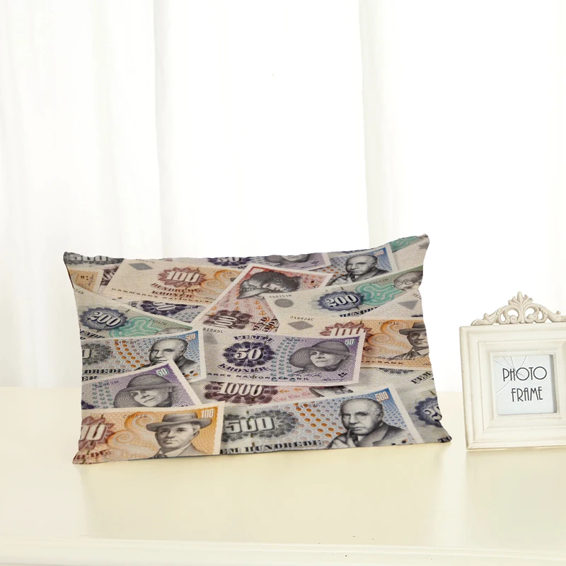 Банкноты чехлы на подушки зеленое растение для украшения дома 30x50 декоративная