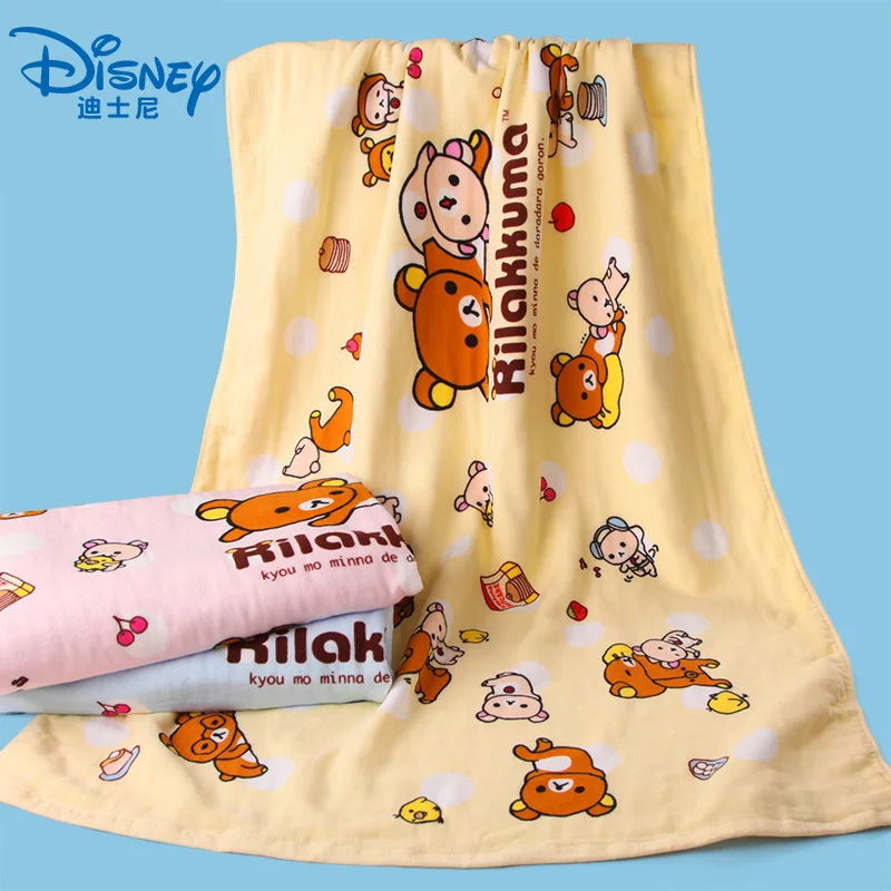 Дисней Rilakkuma десертное хлопковое Марлевое банное полотенце милое мягкое быстросохнущее банное полотенце для взрослых и детей пляжное полотенце детское одеяло