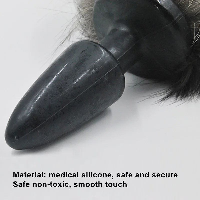 Анальная пробка из нержавеющей стали белая искусственного лисьего хвоста хвост