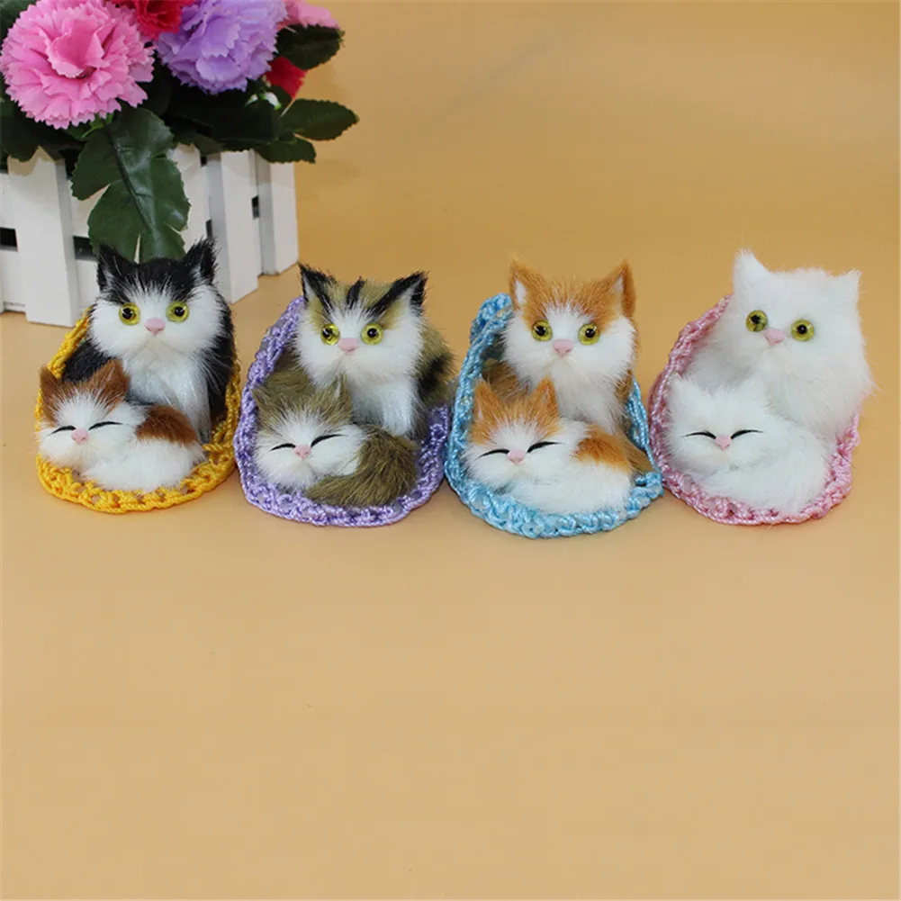 Милые симуляторы животных мама кошка и котенок плюшевые куклы мягкие кошки игрушки с рамкой дети игрушки декорации и подарки на день рожденья