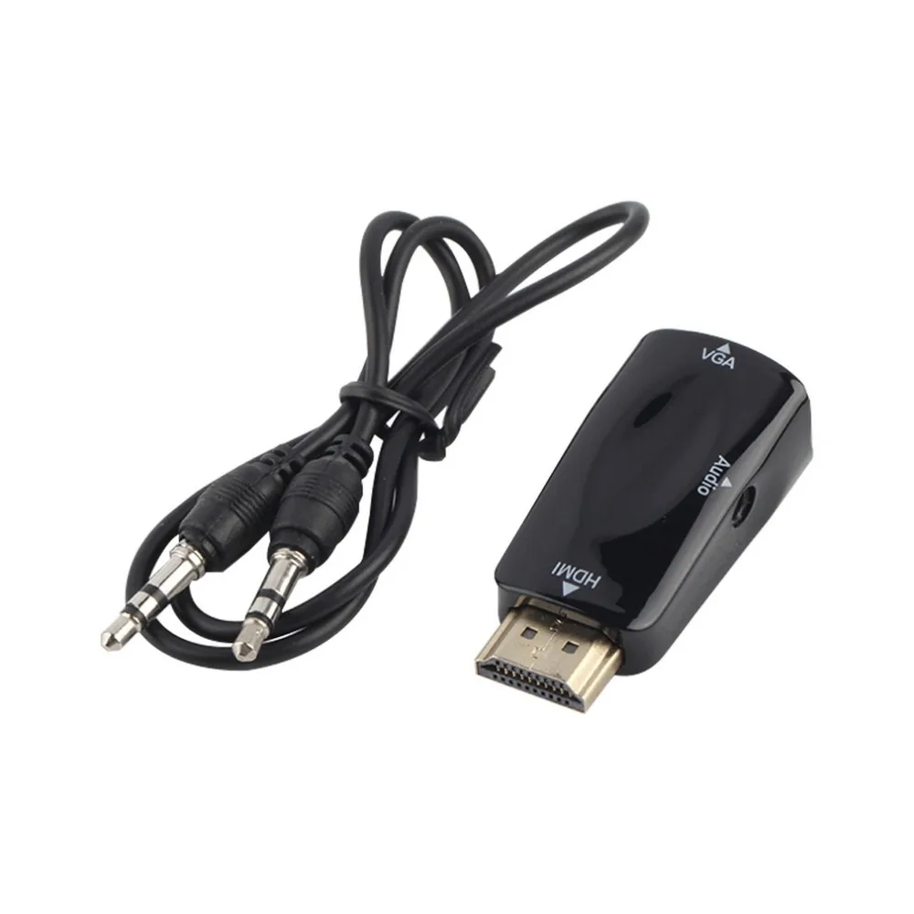 DZLST HDMI к VGA адаптер аудио кабель конвертер мужчин и женщин поддержка HD 1080P для Xbox360 PS3 PS4 ПК ноутбук ТВ коробка проектор - Цвет: Black with cable