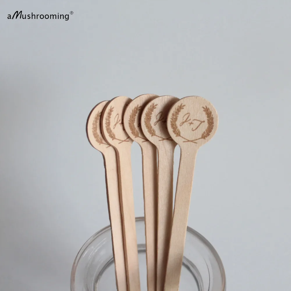 X100 Свадебные монограмма Stir Sticks с Индивидуальные инициалы пользовательские