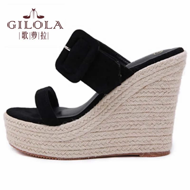 Новинка Модные женские Летние эспадрильи сандалии на танкетке шлепанцы лучшее #