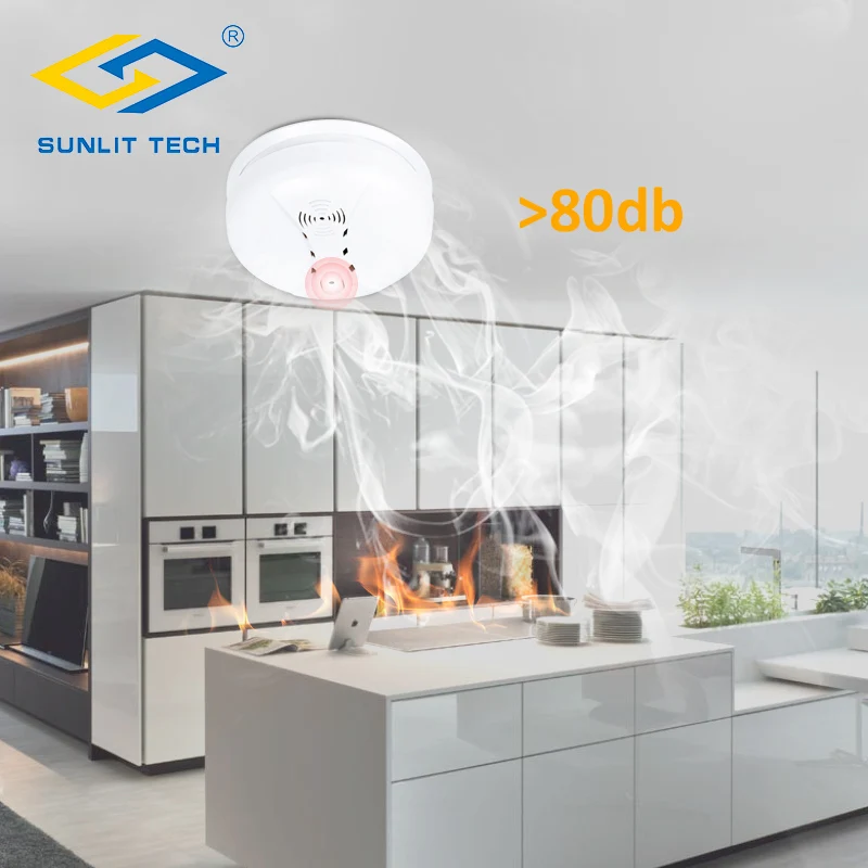Беспроводной детектор дыма для домашней кухни 5 шт./лот 433 МГц сигнализация взлома - Фото №1