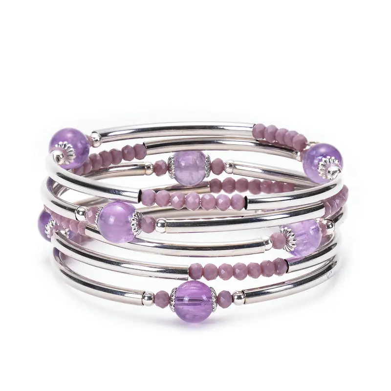 Женский многослойный браслет Bright Moon с намоткой из натурального камня 8 мм подарок