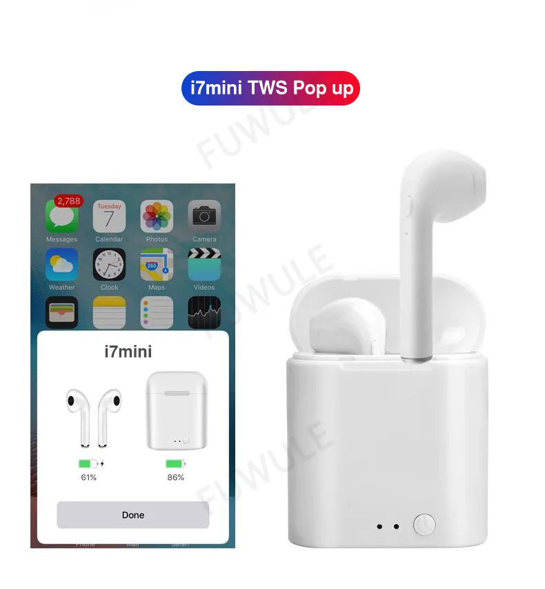 I7 Mini TWS, беспроводные Bluetooth 5,0 наушники, всплывающие двойные наушники с зарядным устройством, микрофон, Спортивная гарнитура для телефона xiaomi huawei