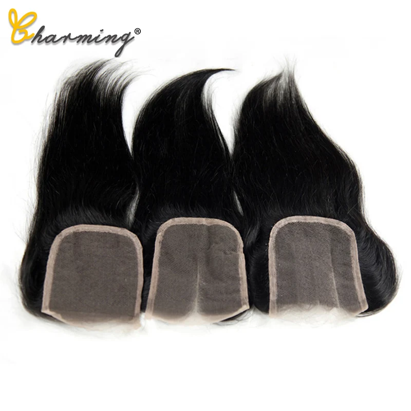 Очаровательные прямые кружевные застежки бразильский естественный цвет 4*4