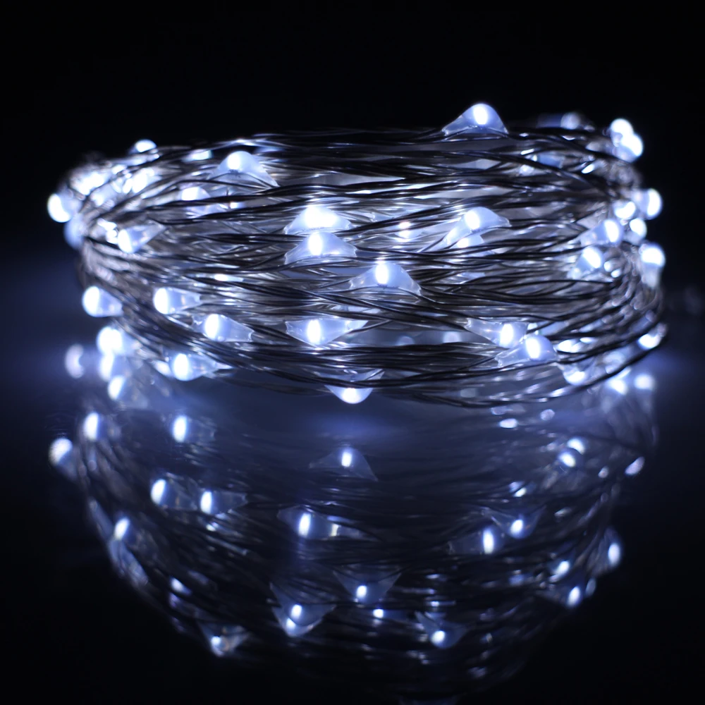 10 м 33 фута 100 led USB наружная светодиодная Серебряная проволочная гирлянда