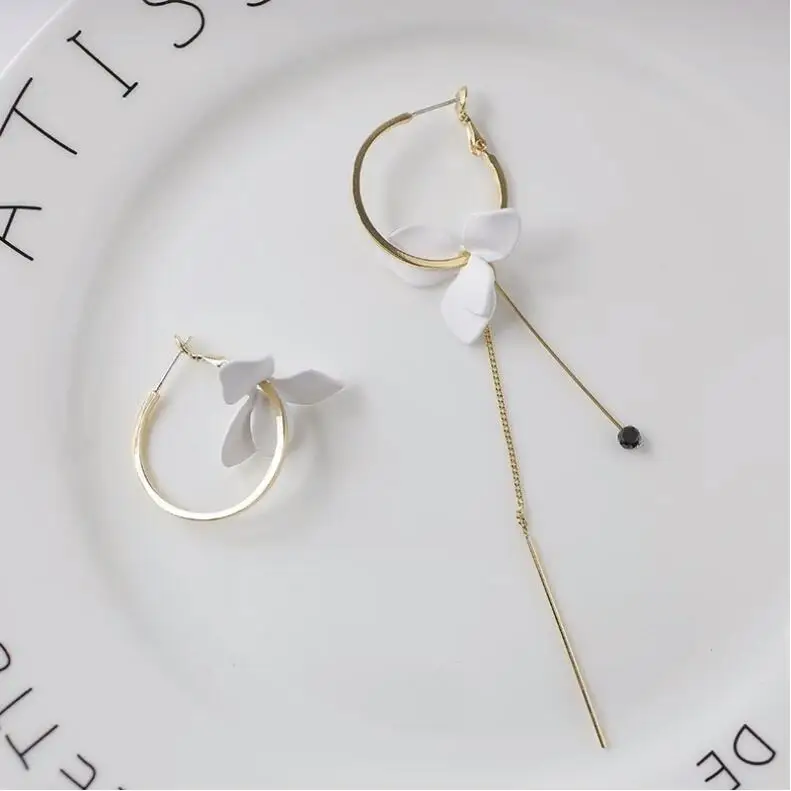 Серьги-кольца LZX женские асимметричные брендовые длинные ювелирные украшения с
