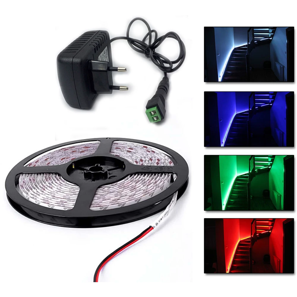 Светодиодные полосы света 12 В 5 м 300 светодиодов SMD 3528 2835 диод лента RGB и одного