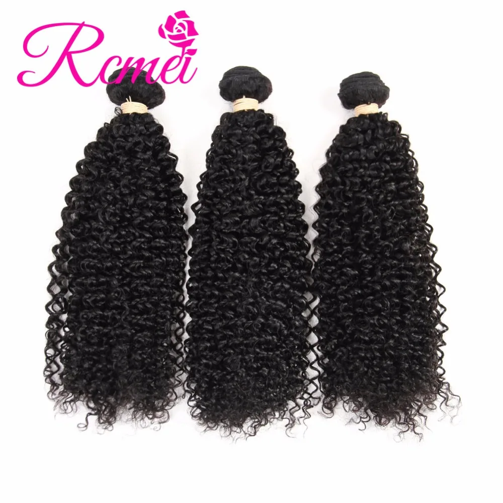 Rcmei человека Волосы remy Связки с фронтальной закрытие 3 Малайзии странный вьющихся