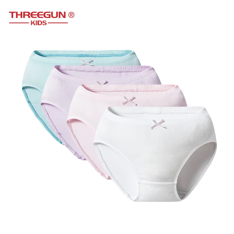 THREEGUN/детское нижнее белье для девочек; трусы-боксеры; хлопковые трусы для малышей; трусы для девушек ярких цветов с бантом; Одежда для девочек-подростков