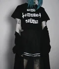 Not Today Satan Женская Пастель Готическая футболка Японская мода гранж черный Открытая Летняя обувь Модные Графический лозунг tumblr гот Топы