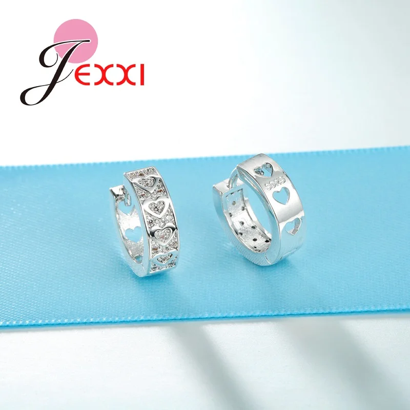 Romantic Heart Design Women Wide Hoop Earrings Wholesale 925 Sterling Silver Ear Piercing Jewelry Best Lady Birthday Gifts | Украшения и