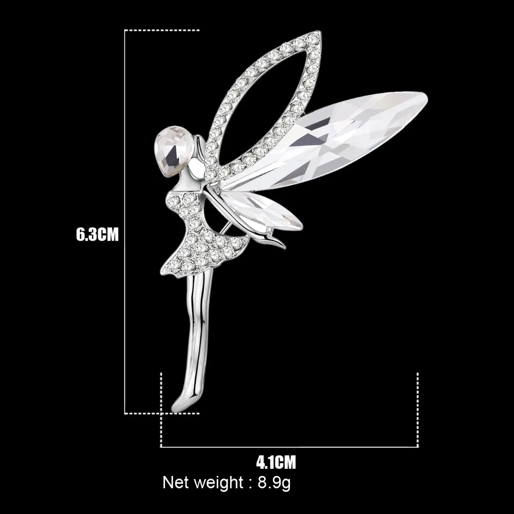 WEVENI стразы брошь в виде сказочного ангела для женщин Свадебные Броши булавка на