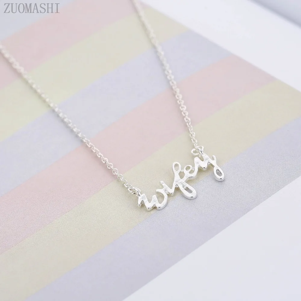 Крошечное покрытое на удачу ожерелье с подвеской минимальное в Wifey подарок для