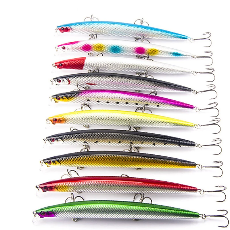 

10PCS/Lot Minnow Fishing Lure 18cm 26g Plastic Deep Sea Fishing Bait Floating Lure Tackle Hook isca artificial bait
