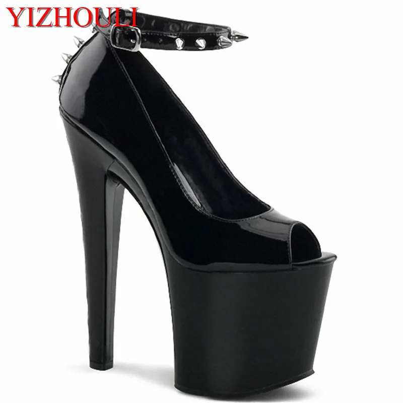 Handsome wading fish beak single shoes 17cm high heels hate sky high water platform shoes artificial leather small shoes