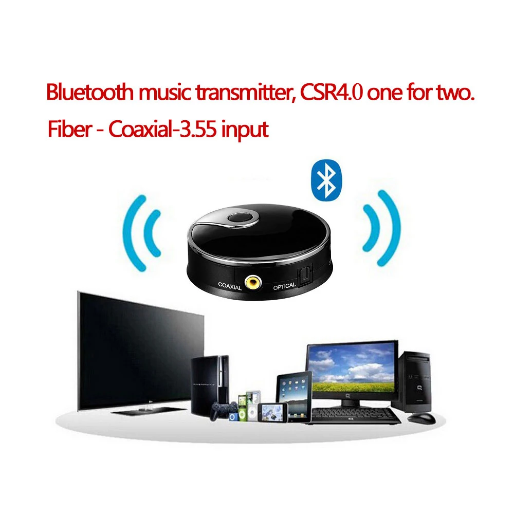 TX12 Беспроводной аудио передатчик оптический Fiber coaxial передачи Bluetooth V4.0 Музыка 3 5