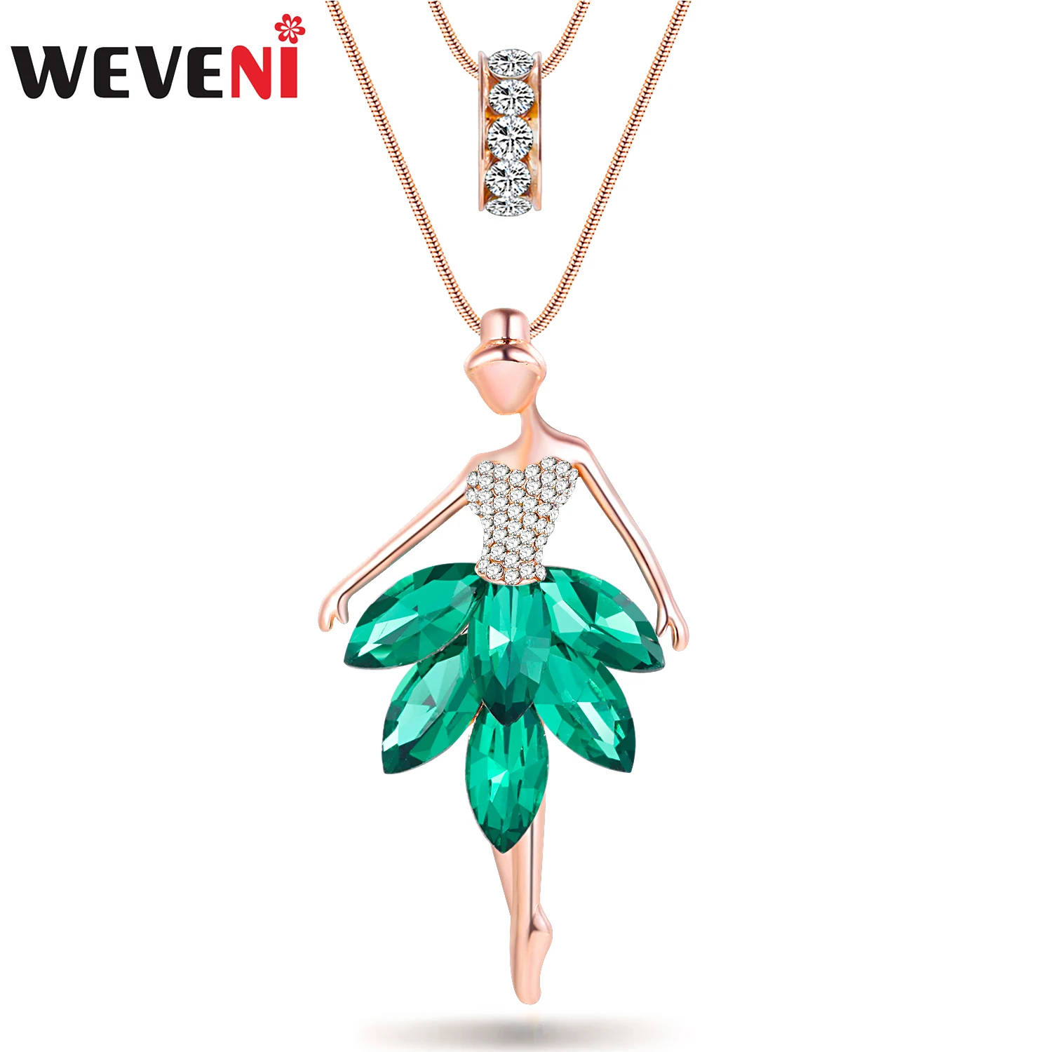 WEVENI модное сказочное ожерелье с кристаллами и стразами подвеска длинная цепочка