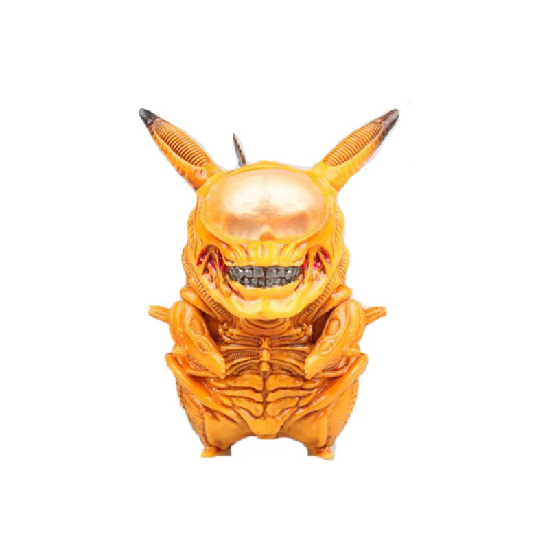 Yellow no box 8,5 см крутой инопланетянин Пикачу череп косплей мультфильм Nendroid желтый монстр забавная ПВХ фигурка коллекция модель куклы игрушки подарок - Цвет: Yellow no box
