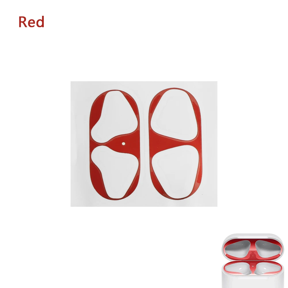 Airpods 1-red Ультра тонкий защитный чехол металлическая пленка наклейка железная стружка золотое покрытие защита от пыли для AirPods/AirPod профессиональные наушники чехол - Цвет: Airpods 1-red