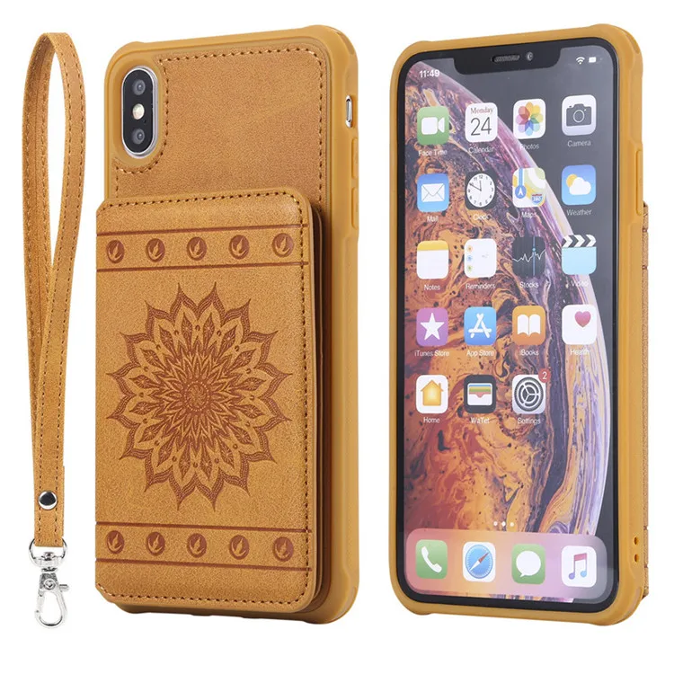 Khaki Tikitaka кошелек с рисунками подсолнуха чехол для iPhone 6S 6 Plus XR XS Max 8 Plus держатель кожаный чехол для iPhone7 X 7Plus XS чехол для телефона - Цвет: Khaki