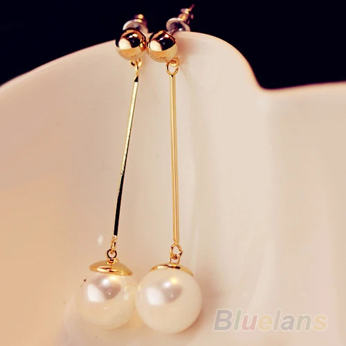 Лидер продаж пара модные популярные длинные жемчужные серьги золотого цвета