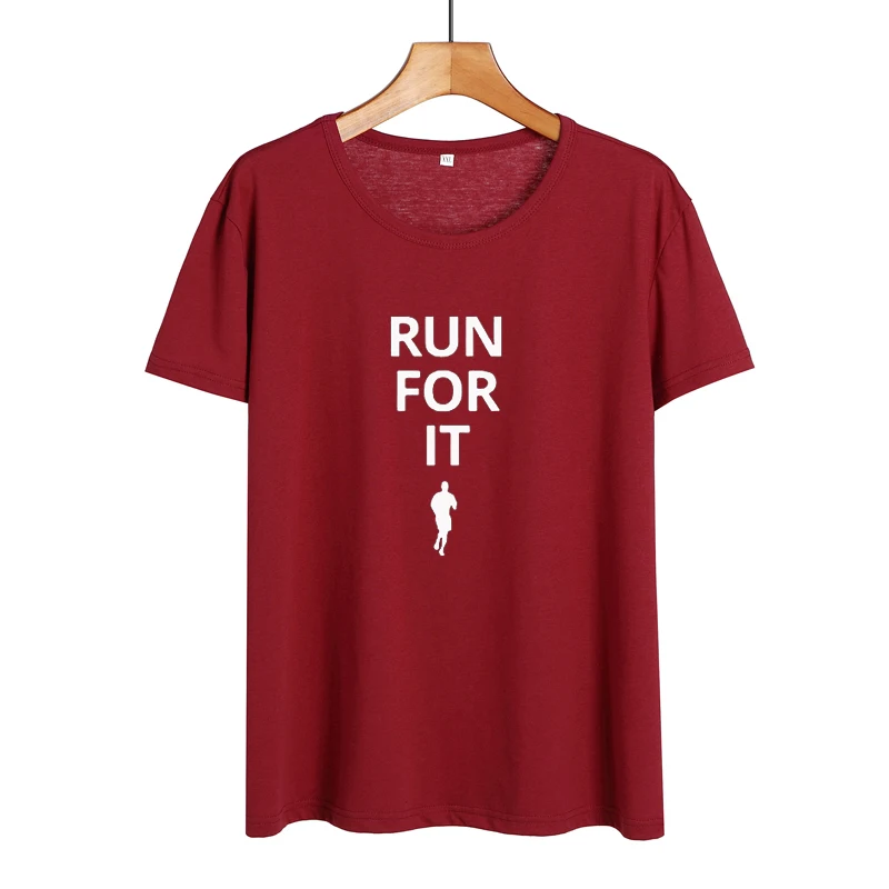 Run for It t shirt Женская хипстерская уличная футболка для тренировки слоган любителей