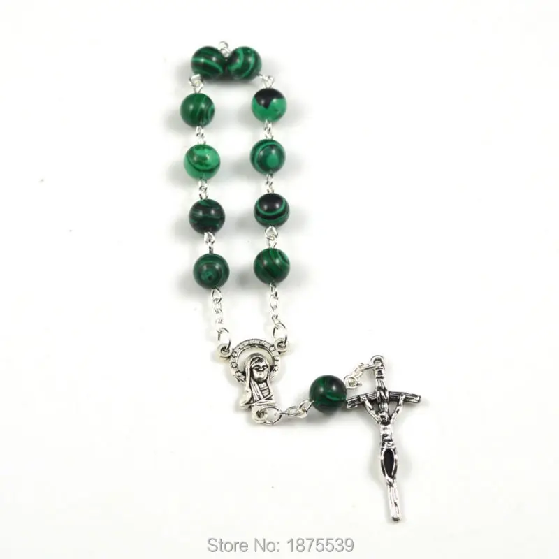 Зеленый павлин 8 мм Круглый бисер посеребренный шпилька для глаз десятилетние