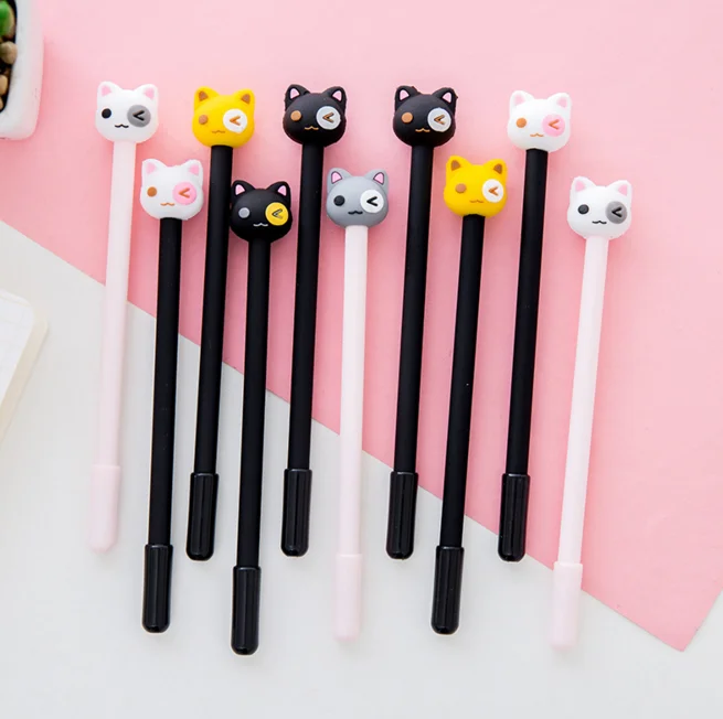 4 шт./компл. Kawaii cat Ручка гелевая милые канцелярские материал офисные школьные принадлежности, блокноты