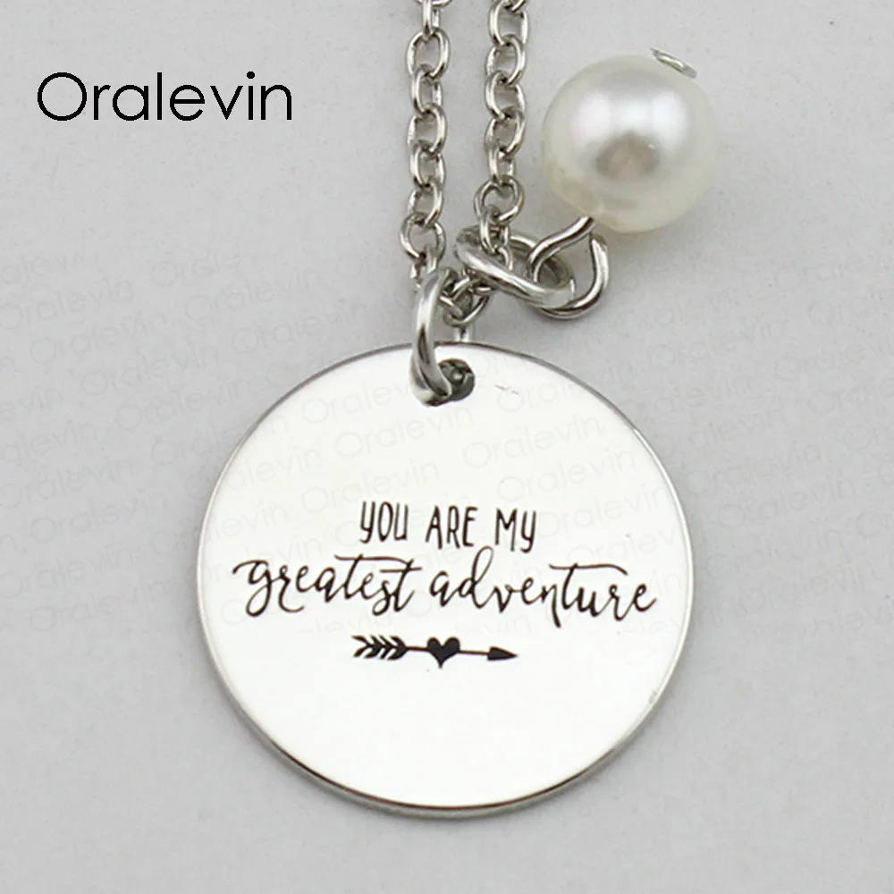 

YOU ARE MY GREATEST ADVENTURE Inspirational Hand Stamped Engraved Charm Custom Pendant Necklace Gift Jewelry,10Pcs/Lot, #LN2427