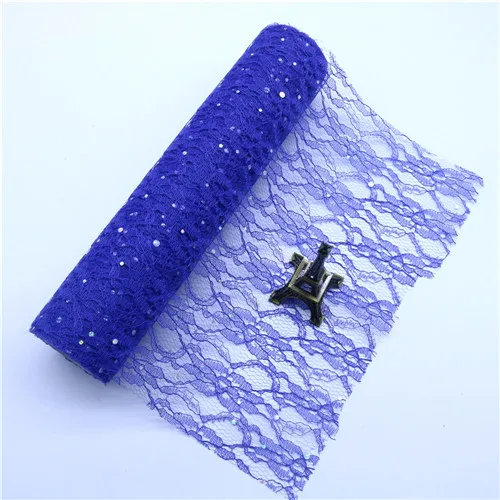 Royal blue 10 ярдов 30 см кружева блеск рулон тюля с блестками сетка ткань тюль катушка настольная дорожка вечерние свадебные фестиваль украшение дома - Цвет: Royal blue