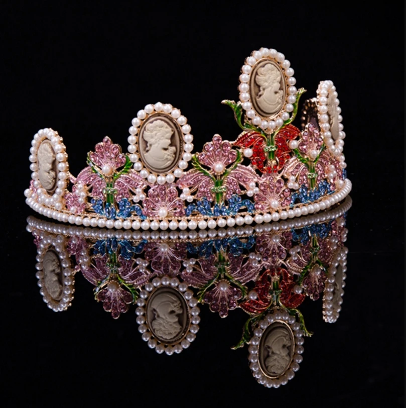 Европейская и американская цветная винтажная жемчужная корона тиара