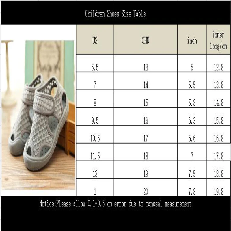 Сандалии Детские сетчатые дышащие пляжные туфли с вырезами для мальчиков и