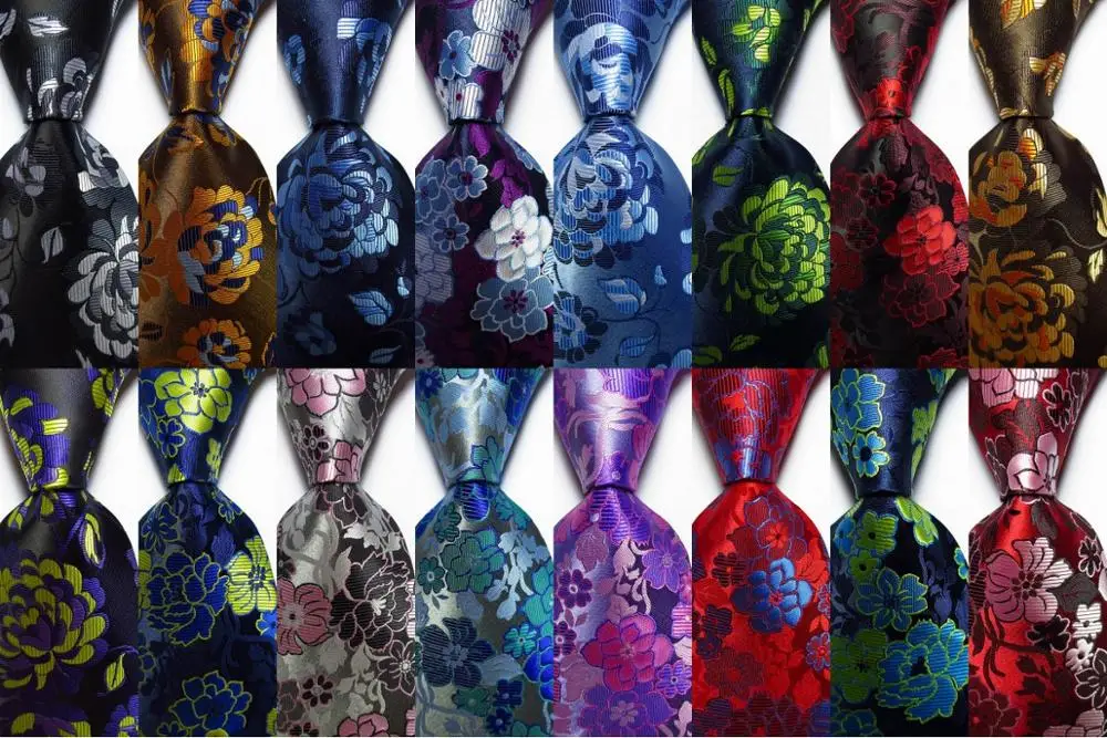 Новый модный мужской галстук с цветочным рисунком цвет черный синий красный