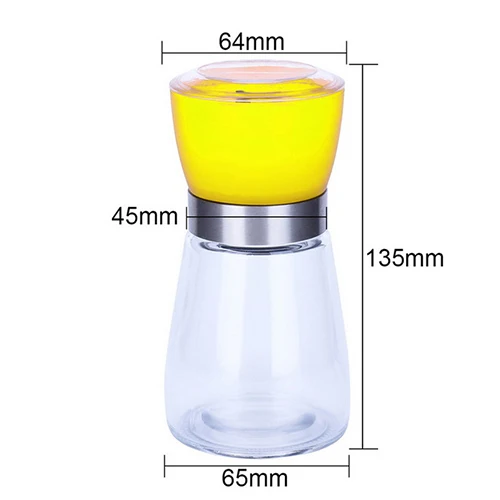 YELLOW Ручная мельница для соли, перца, мельница для приправ, кухонные аксессуары, инструмент для приготовления специй, гаджет, шейкер для перца, мельница для перца, Bott - Цвет: YELLOW