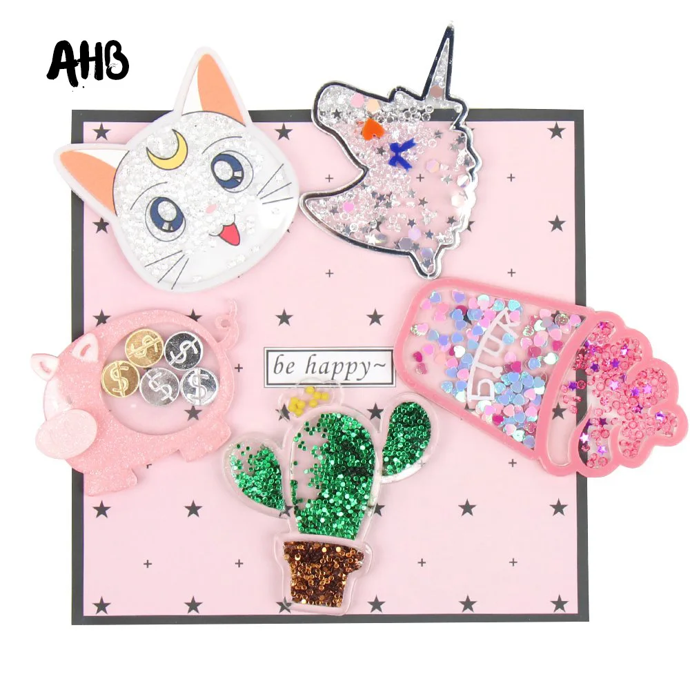 AHB кактус Единорог блесток наполнитель акриловый модный Жидкий чехол зыбучие