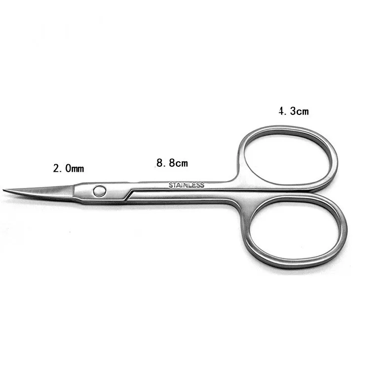 1 шт. ножницы для макияжа из нержавеющей стали изогнутые кончики маленькие бровей