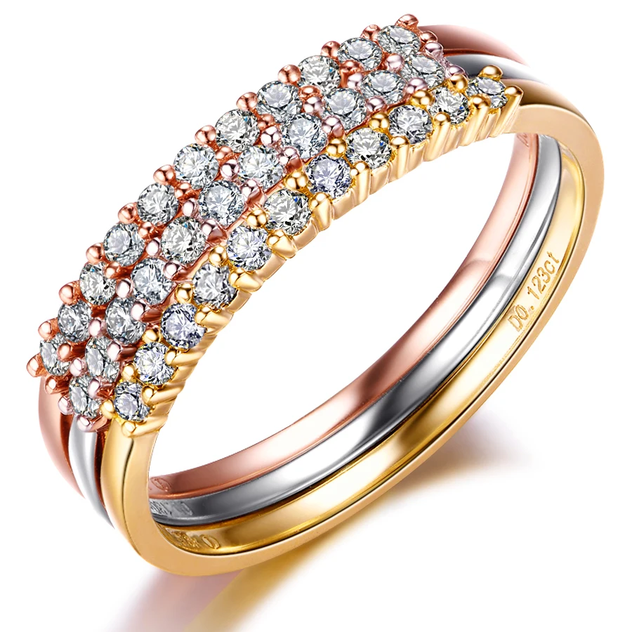 Женское уникальное свадебное кольцо Moissanite Золотое с бриллиантами 14 к 585 пробы 0 12
