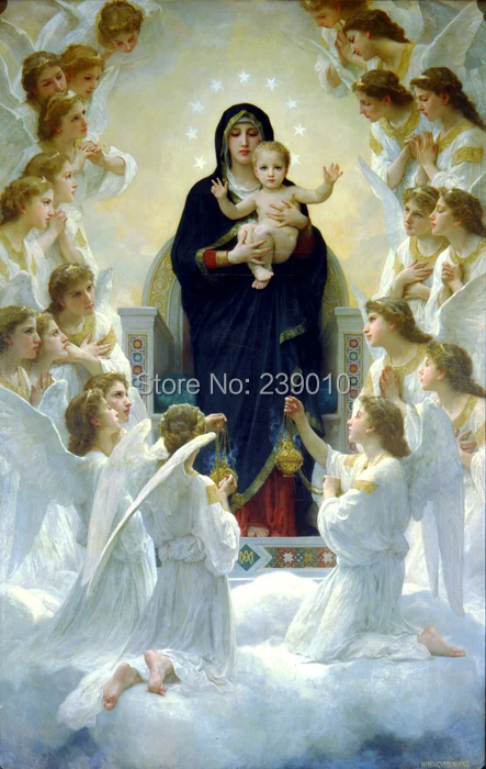 free shipping Virgin Mary with Jesus printed painting on canvas home decoration picture Christian prints canvas oil painting
