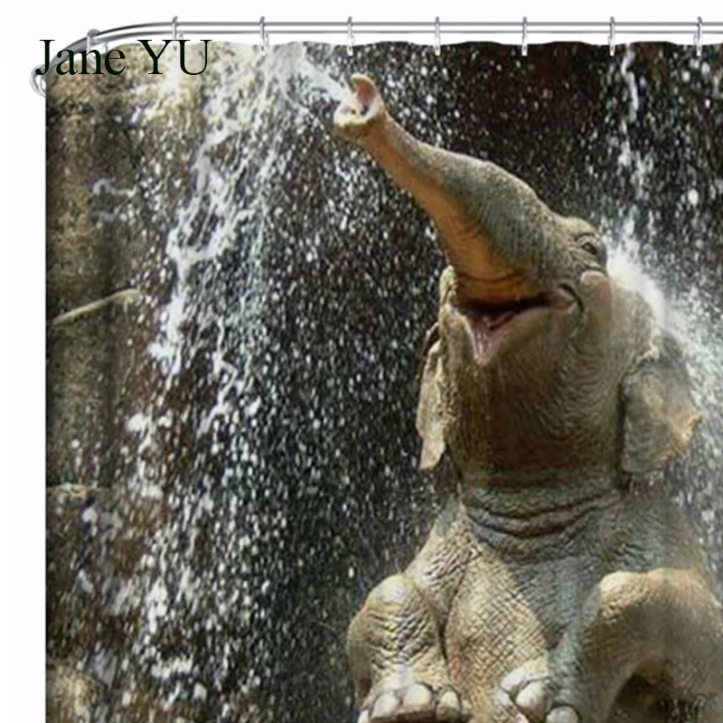 JaneYU Happy Elephant 3D цифровая печатная Толстая Водостойкая полиэфирная занавеска для